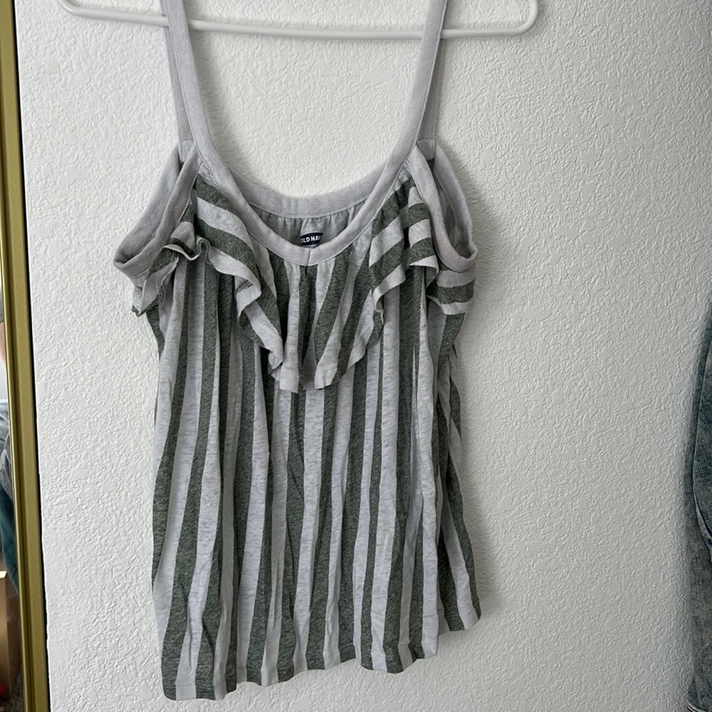 Striped top spaghetti strap stretchy material